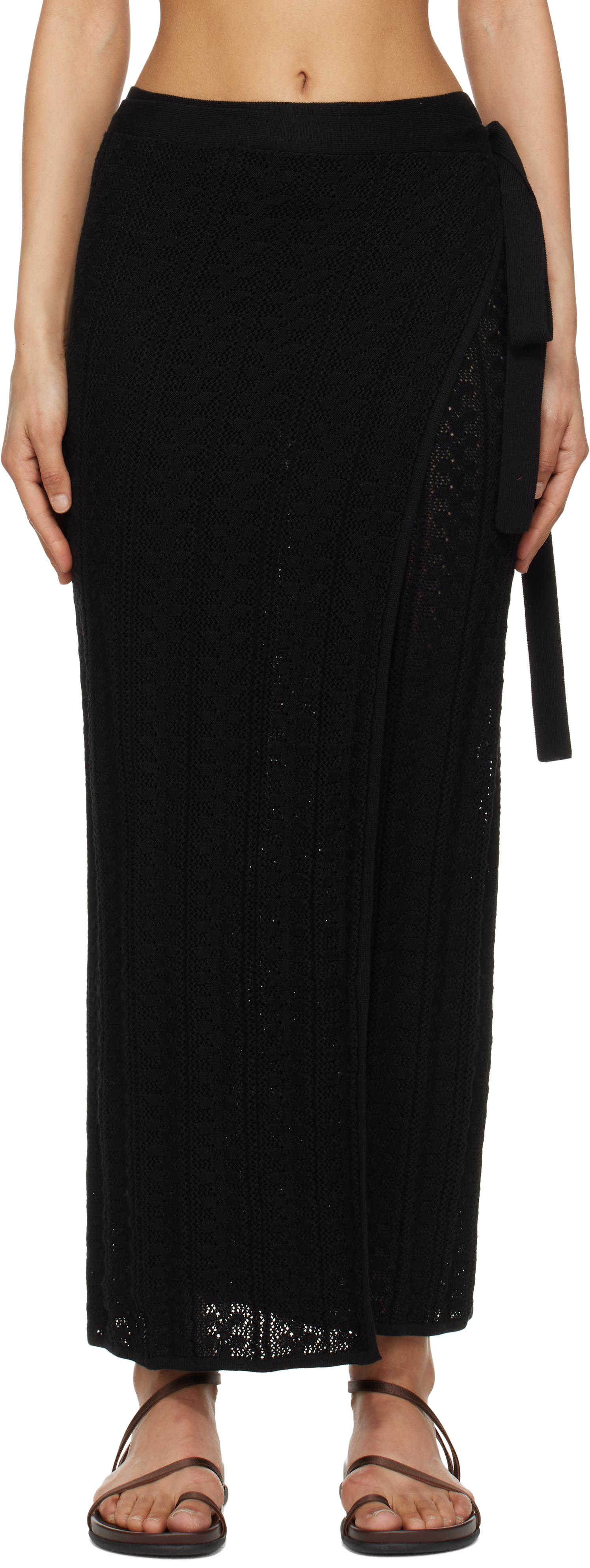 Holzweiler Black Kelp Crochet Maxi Skirt
