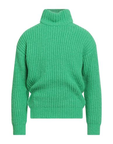 Roberto Collina Man Turtleneck Light green Size 38 Baby alpaca wool, Nylon, Wool