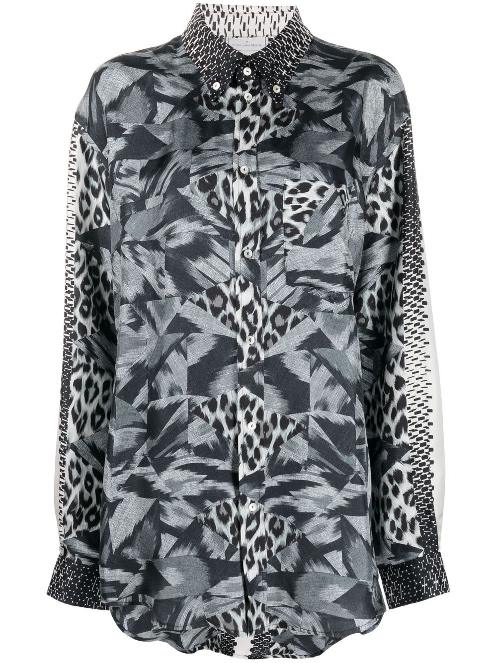 Abstract-print silk shirt - Grey
