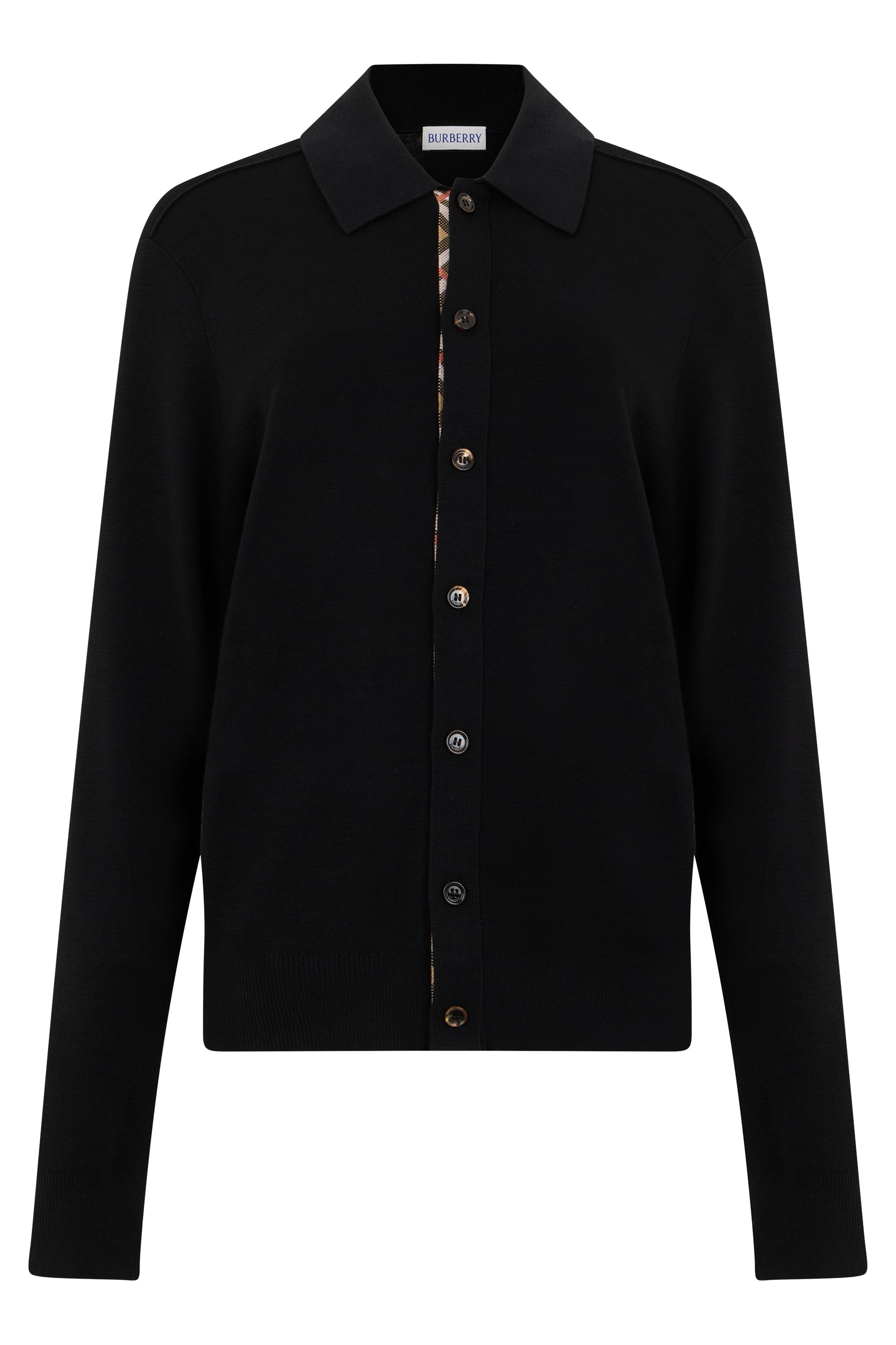 Men's Long-Sleeve Wool Polo Shirt with Button Front