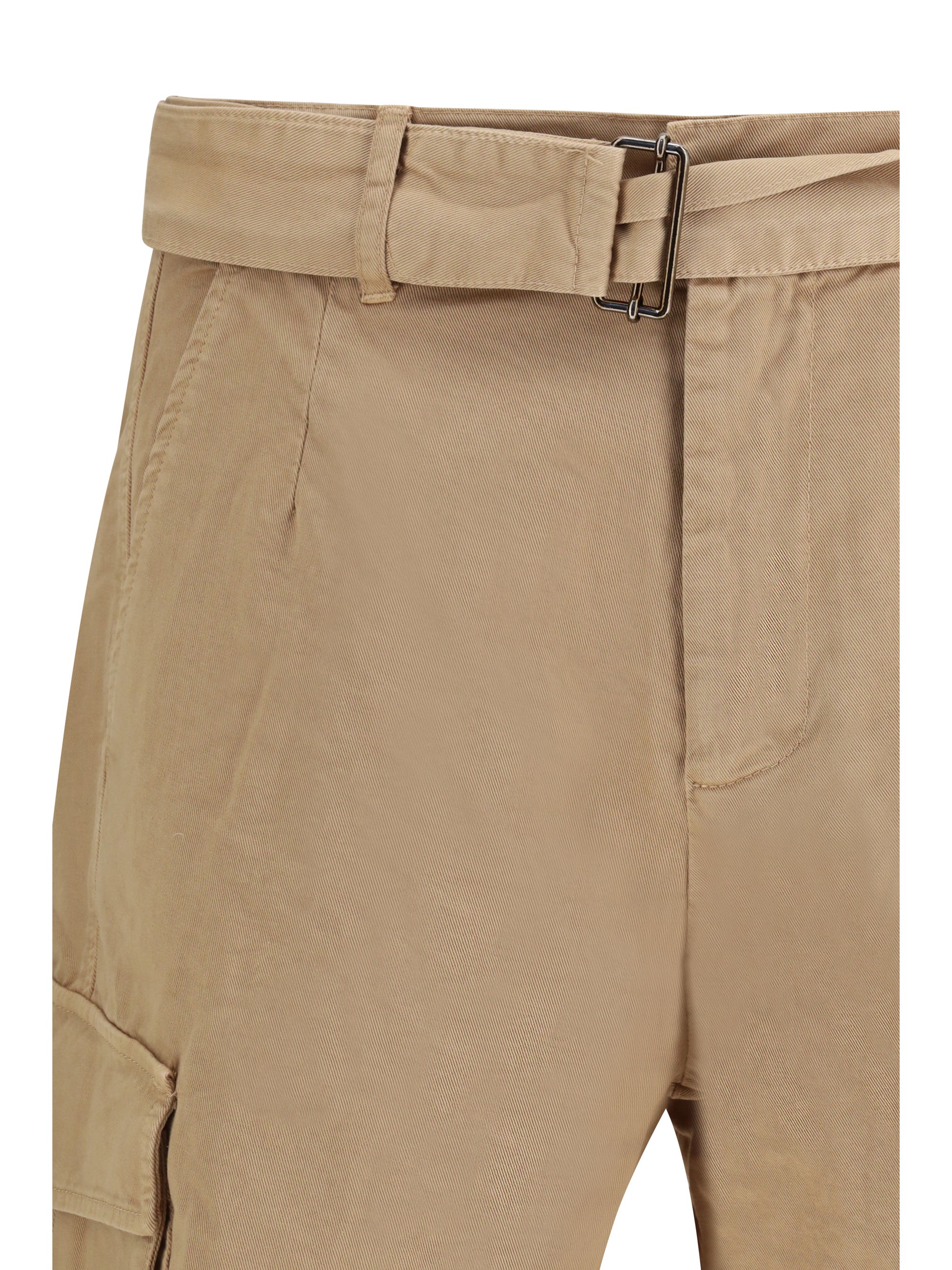 Belted Cotton Cargo Shorts — Camel