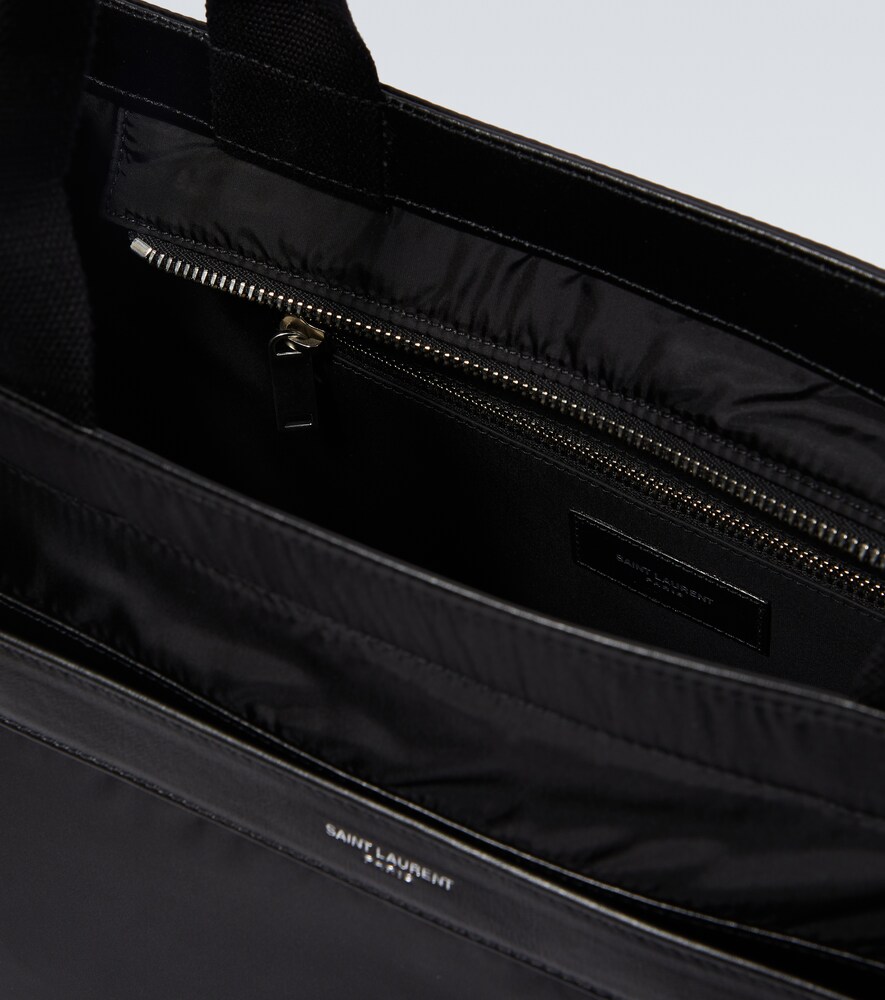 City leather-trimmed tote bag