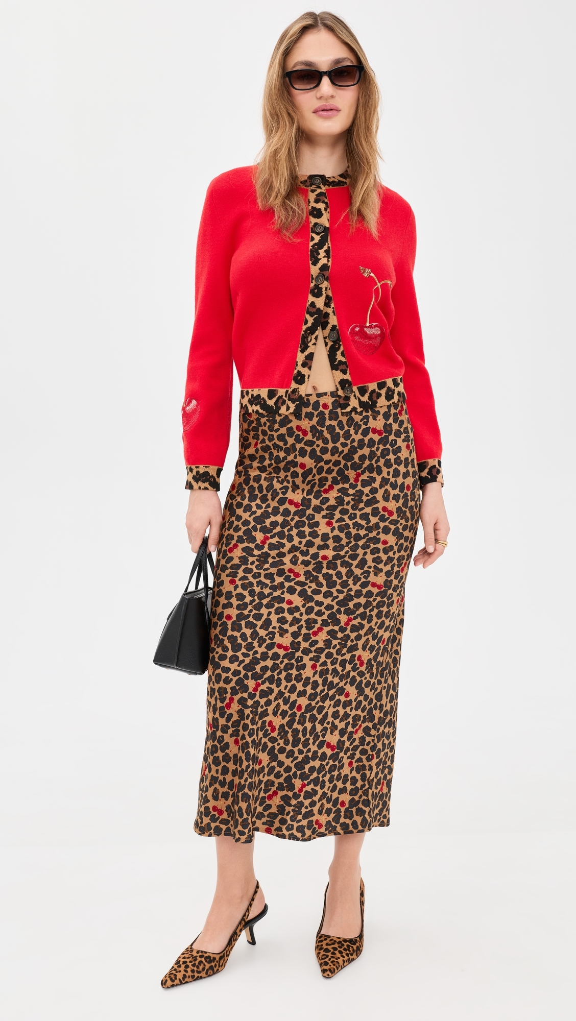 Cherry Leopard Dorris Skirt Brown