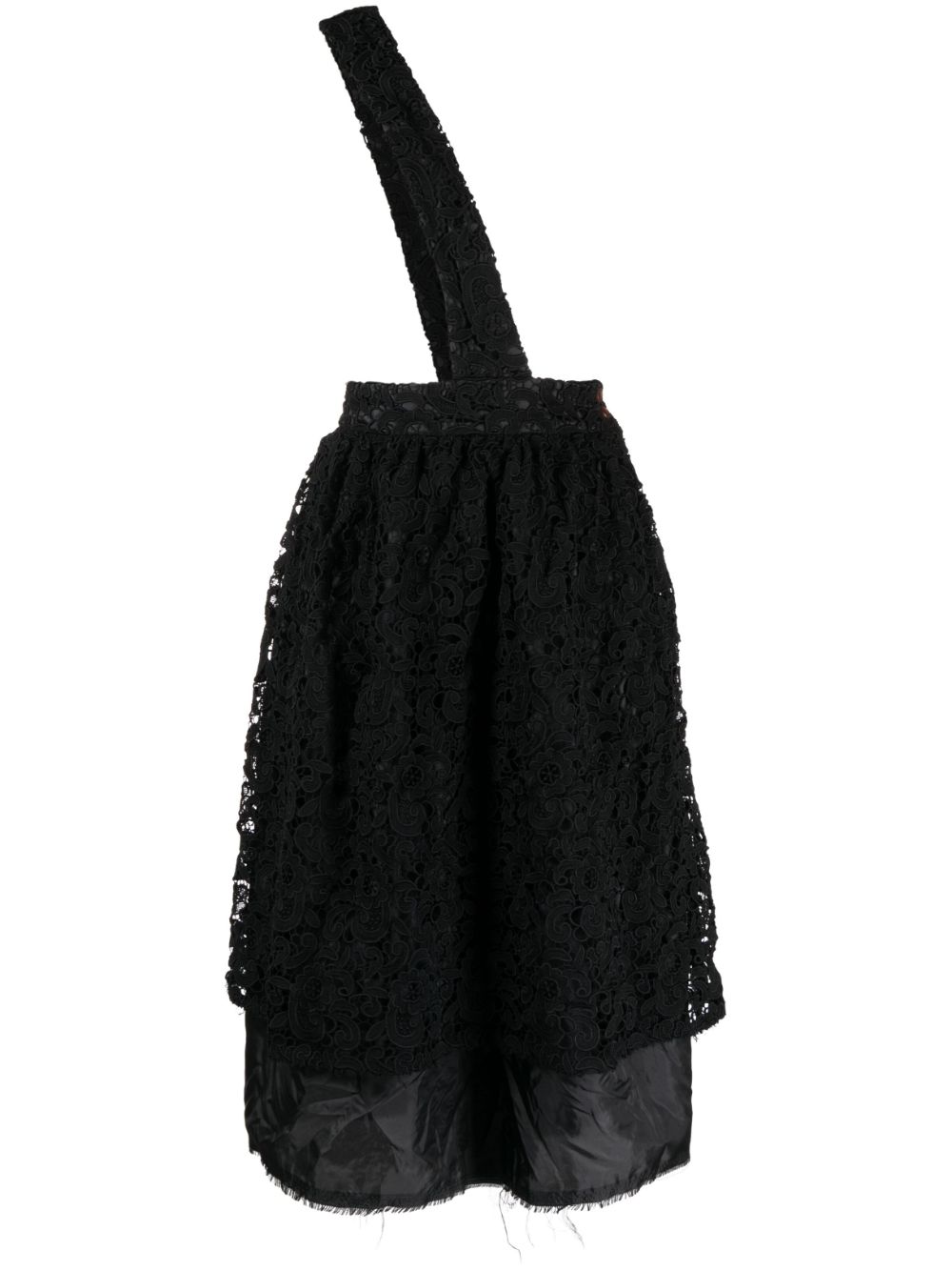 Floral-lace high-waisted skirt - Black