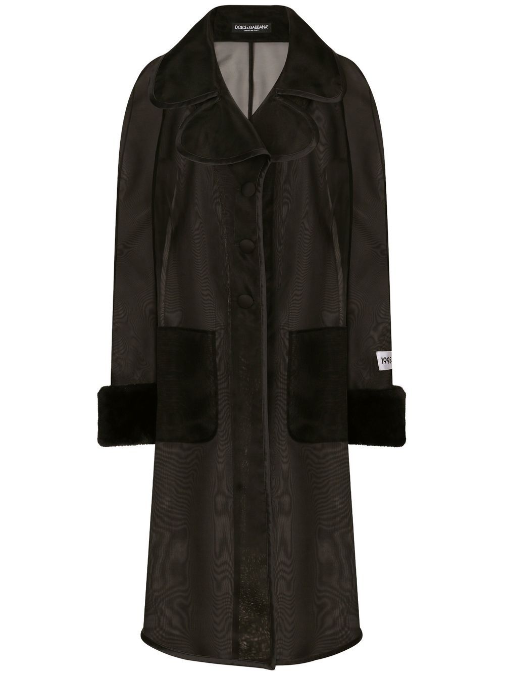 KIM DOLCE&GABBANA faux-fur trim sheer coat - Black