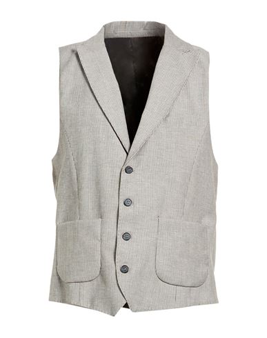 Man Tailored Vest Grey Size 40 Linen