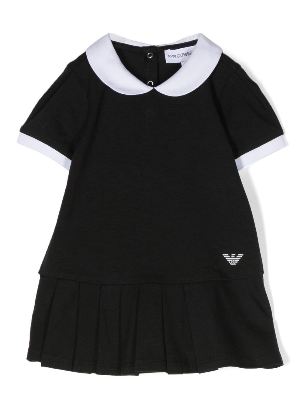 Pleated-skirt stretch-cotton dress - Black