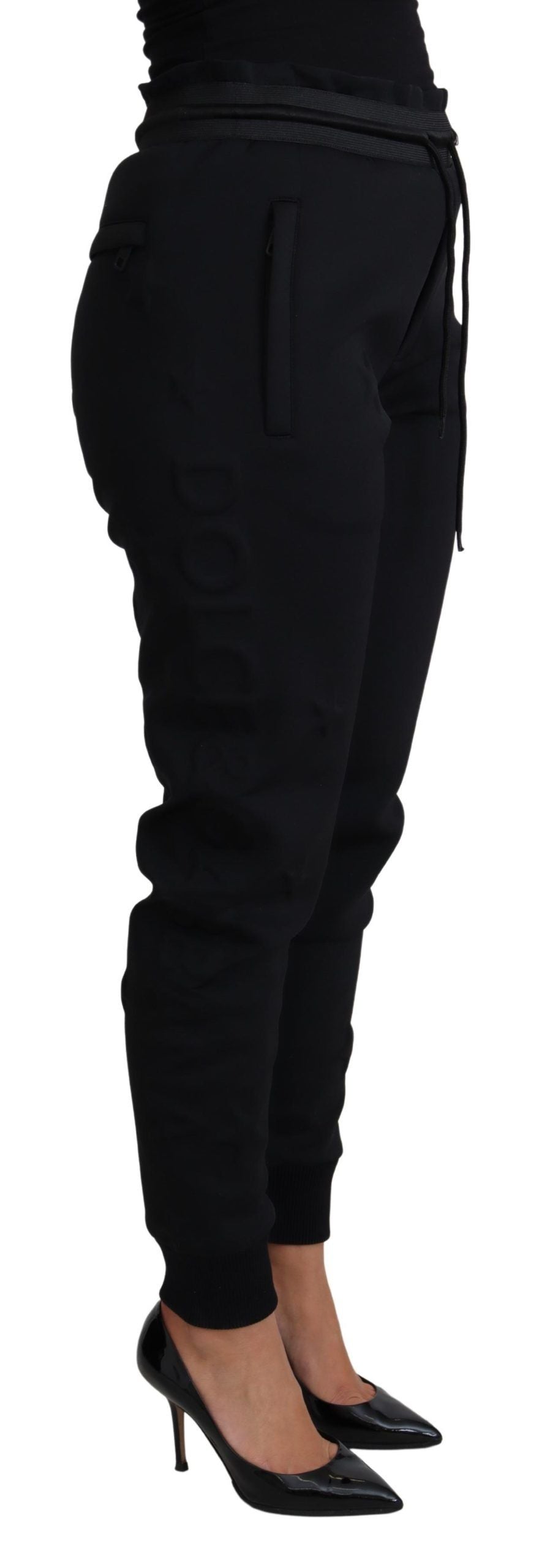 Logo-Embossed Polyester Joggers — Black