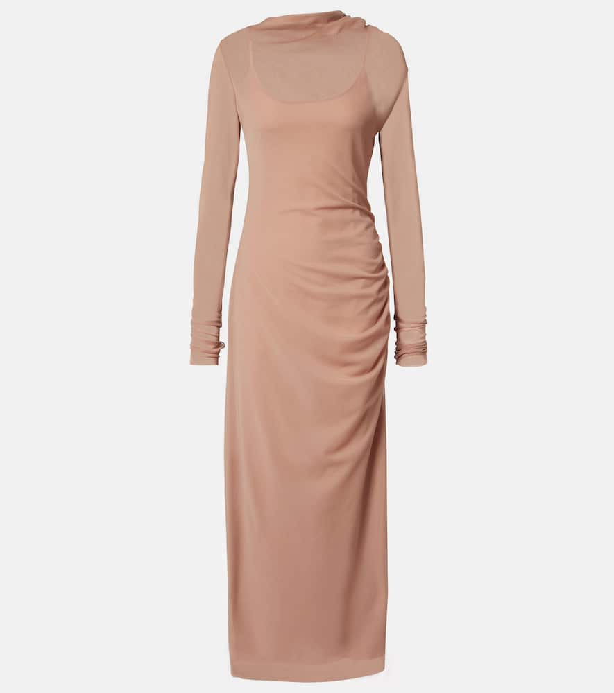 Ruby draped sheer maxi dress