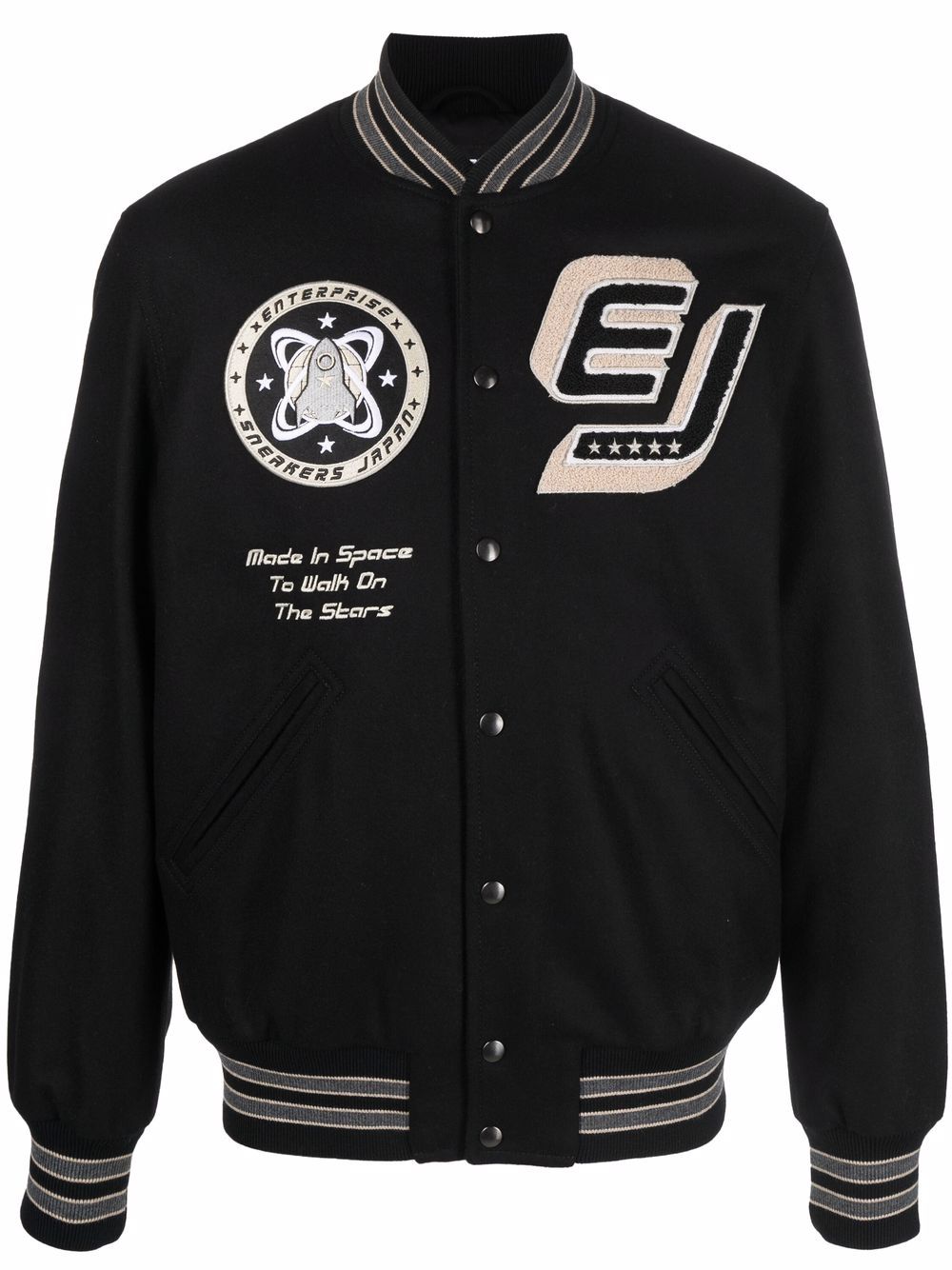 Varsity patch-detail bomber jacket - Black