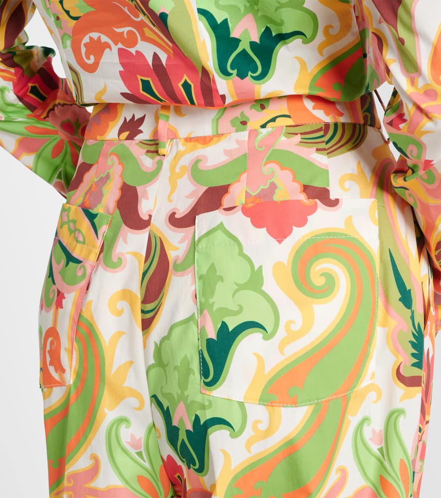 Printed cotton wide-leg pants