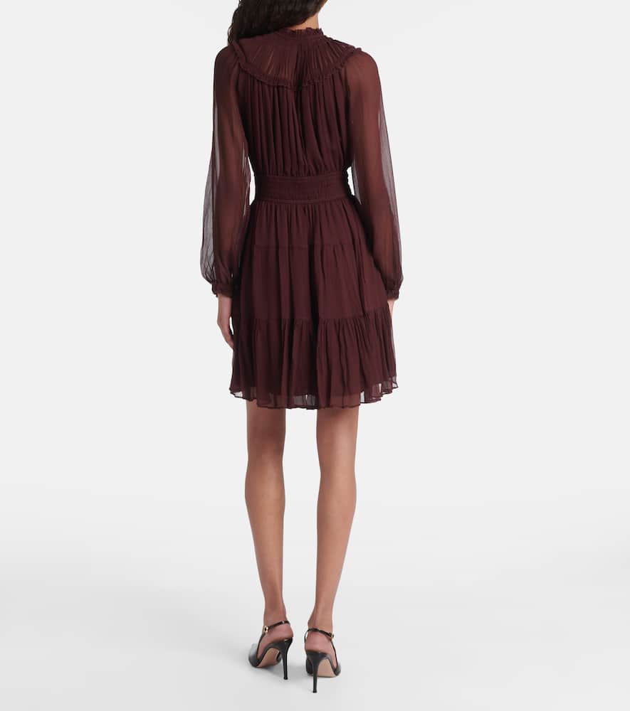 Ava tie-neck silk chiffon minidress