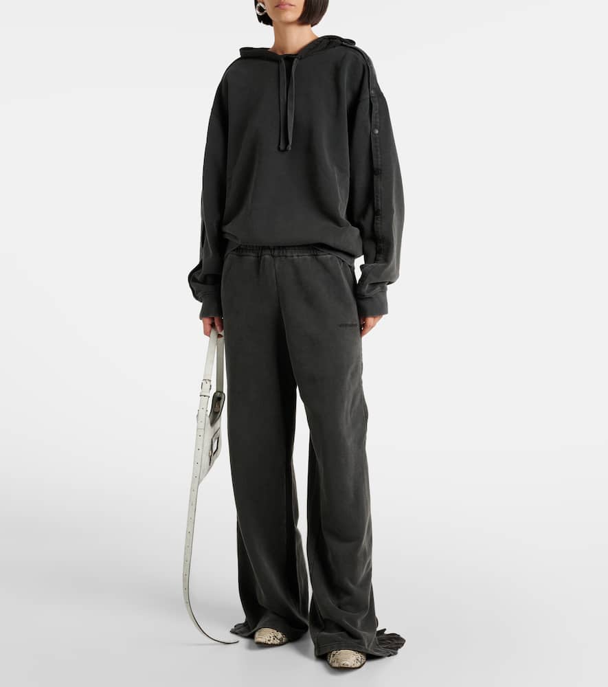 Snap oversized cotton jersey hoodie
