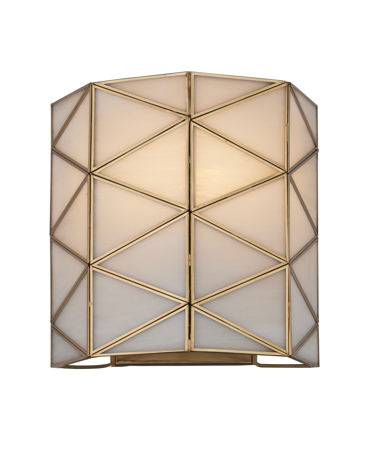 White Antique Brass Wall Sconce from the Polyhedron Collection