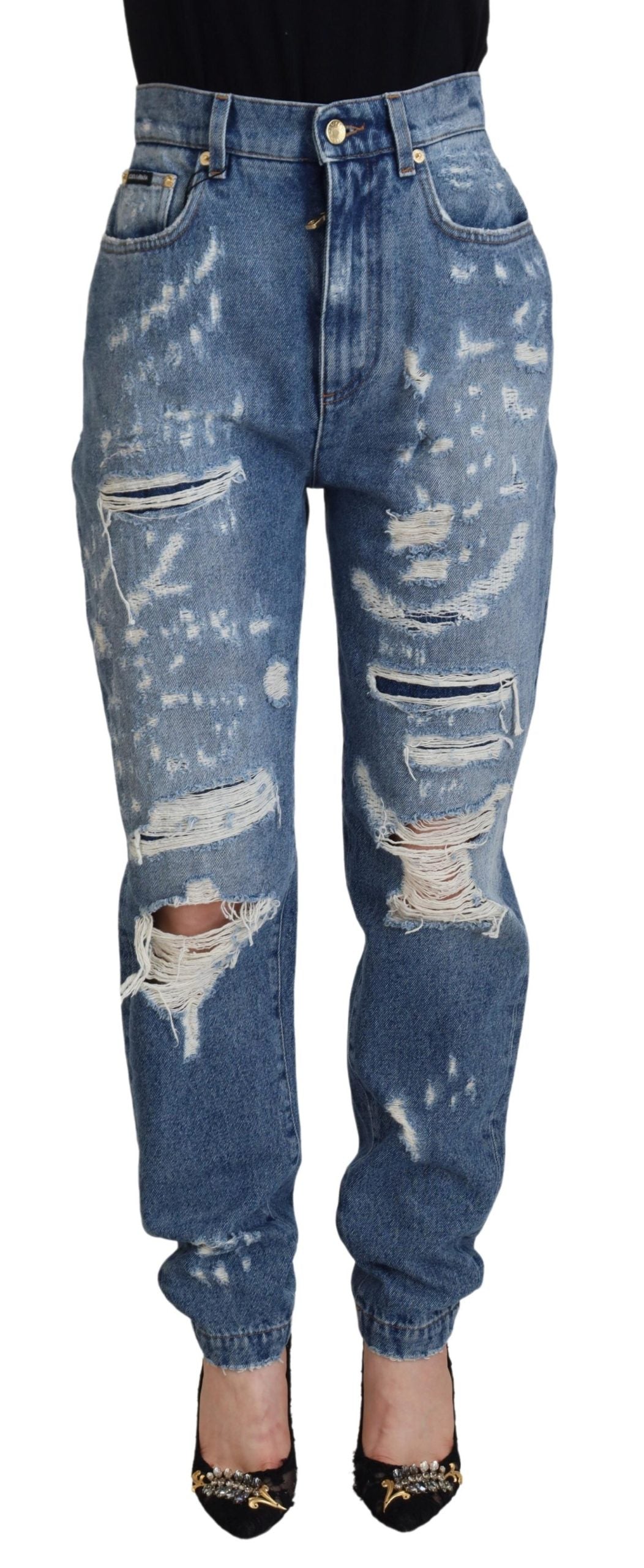 Tattered Denim Jeans — Blue