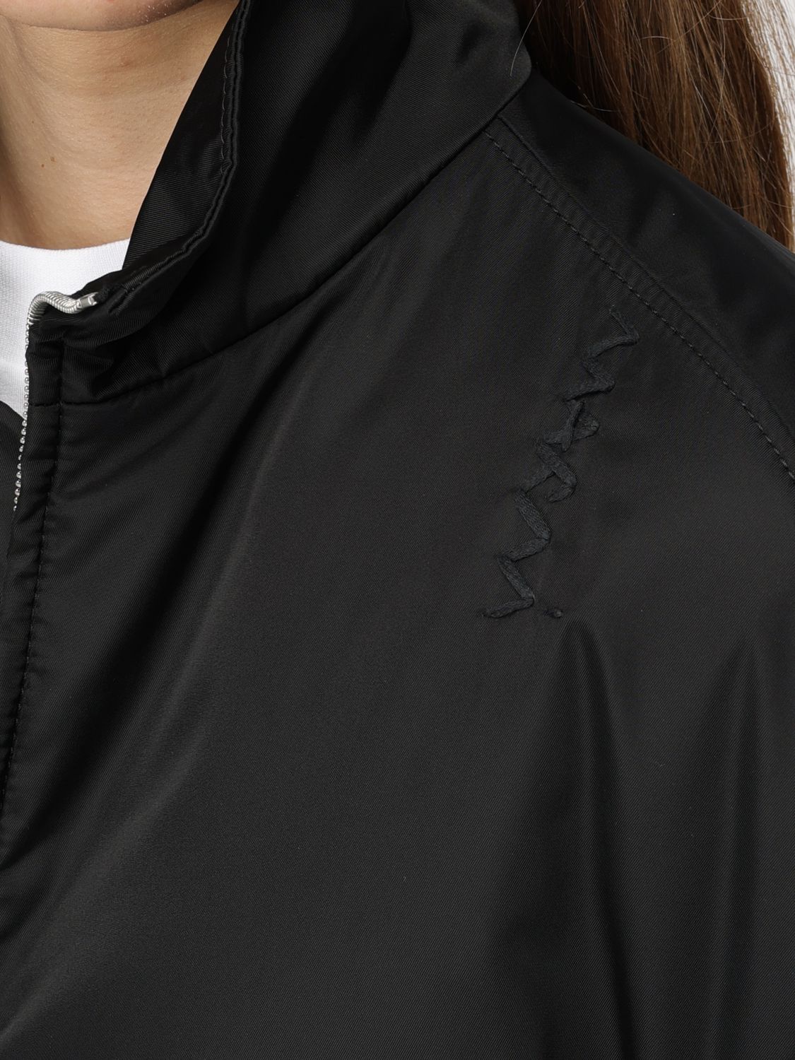 High-neck zip-up bomber jacket - Black
