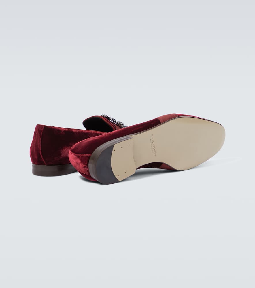 Manolo Blahnik Carlton embellished velvet loafers