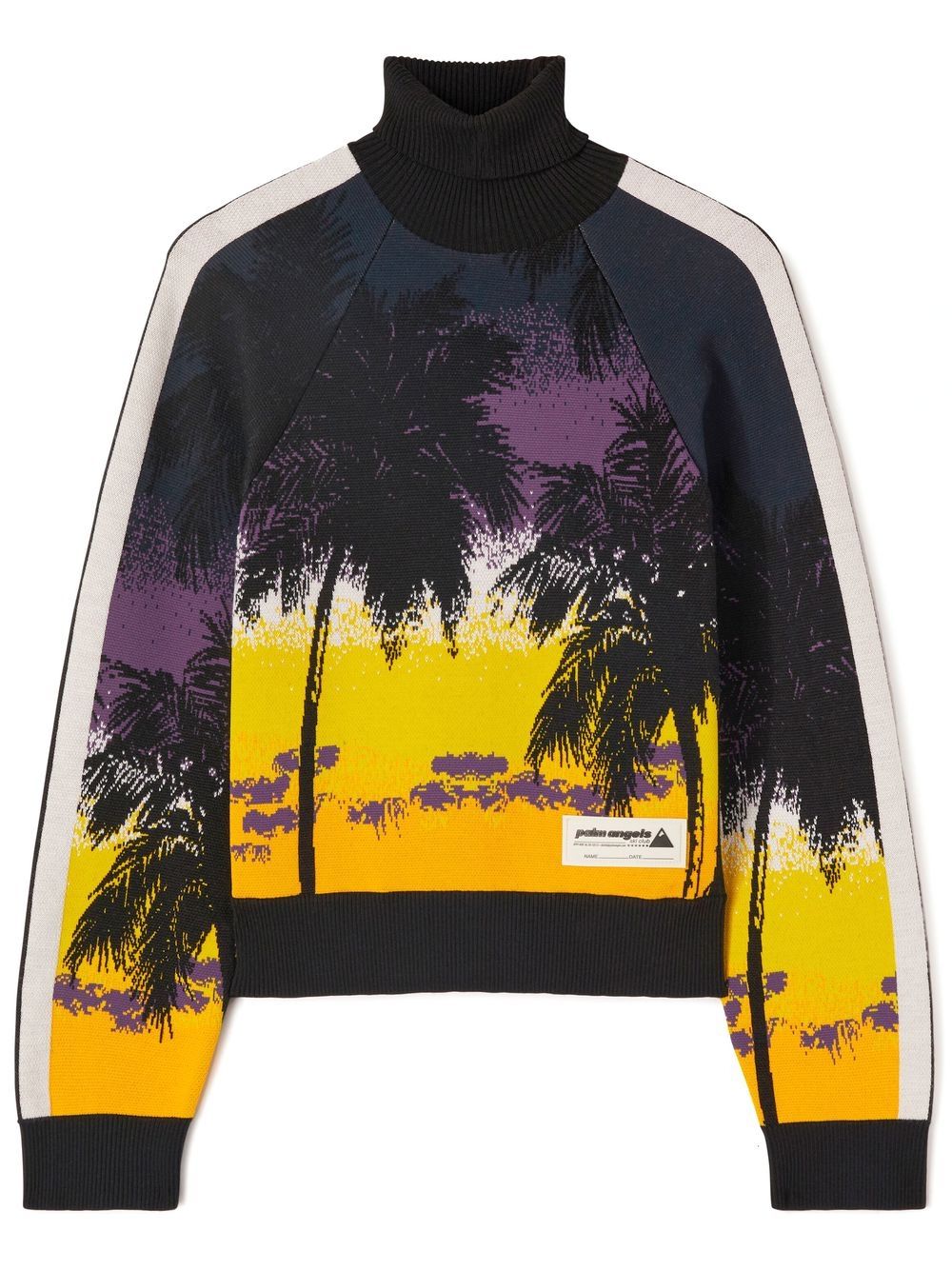 Palm Sunset-print roll-neck jumper - Black