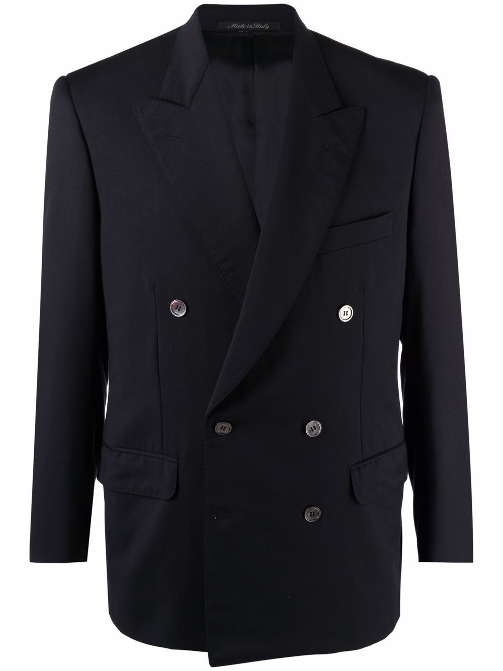 1990s double-breasted wool blazer - Blue