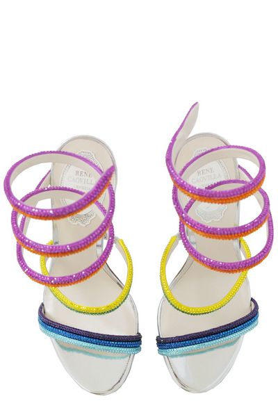 René Caovilla Rainbow Embellished Open Toe Sandals