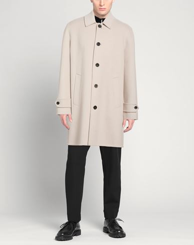 Man Coat Ivory Size L Wool, Polyester