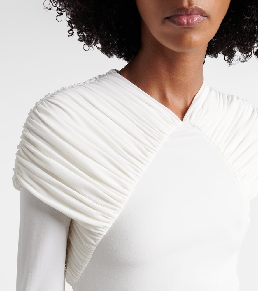 Ruched crêpe jersey midi dress