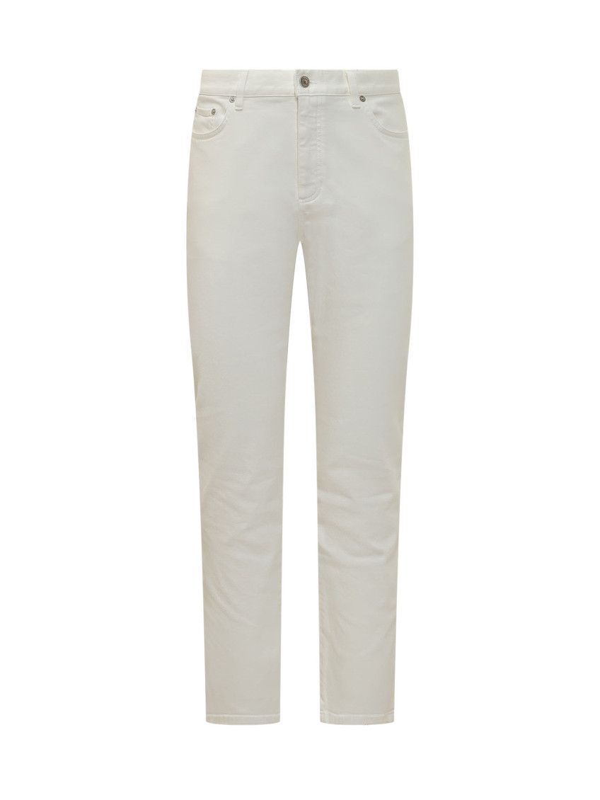 White Straight Mid Rise Jeans