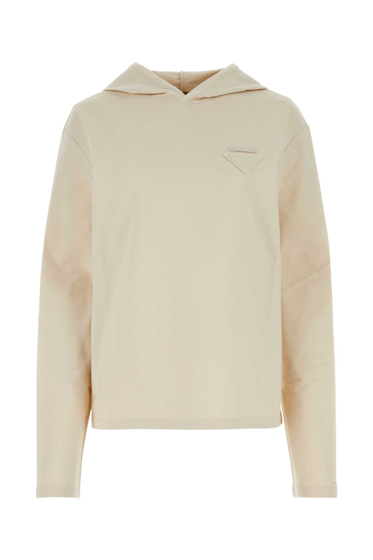 Stretch Cotton Oversize Sweatshirt — Beige