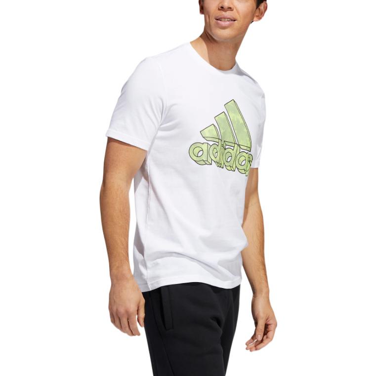 Men's Alphabet Logo Sports Round Neck Pullover Short Sleeve White T-Shirt