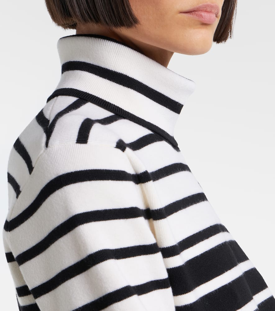 Striped wool-blend turtleneck sweater