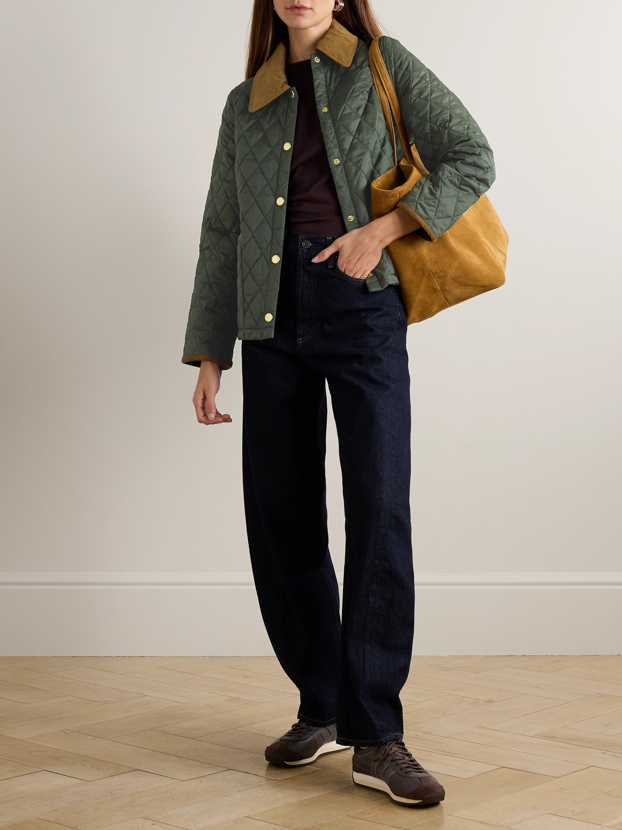 Liddesdal Corduroy-trimmed Quilted Shell Jacket - Green