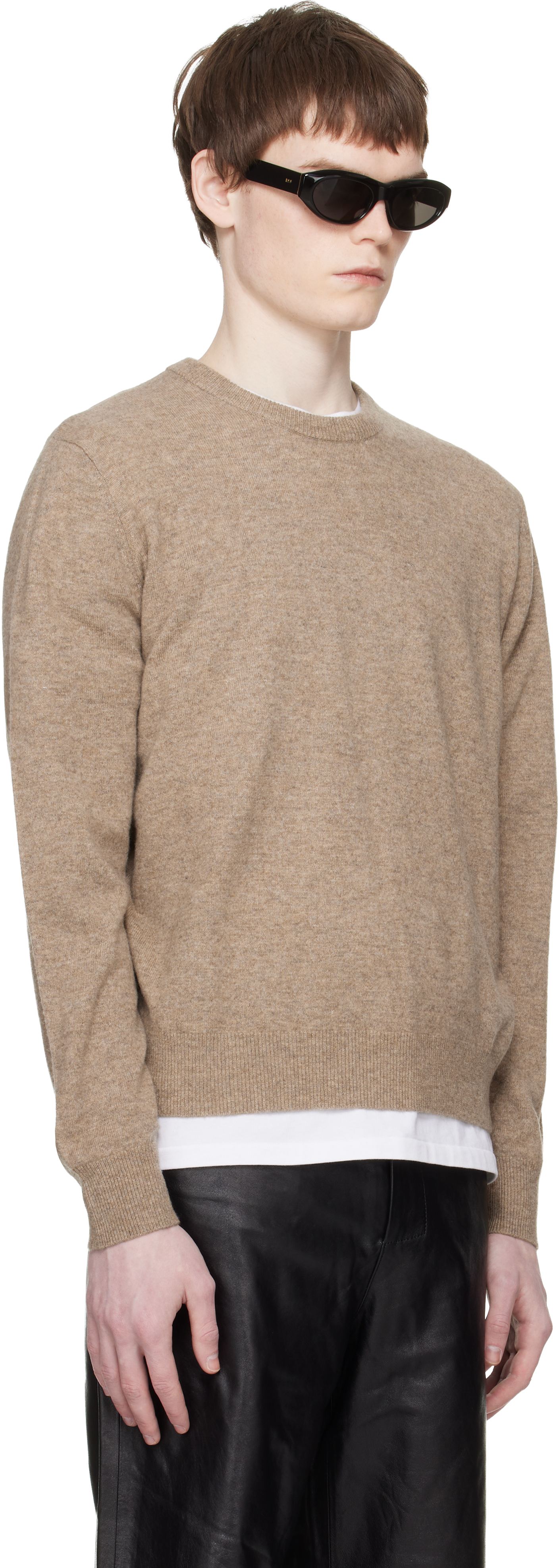 Beige Knit Crewneck Sweater
