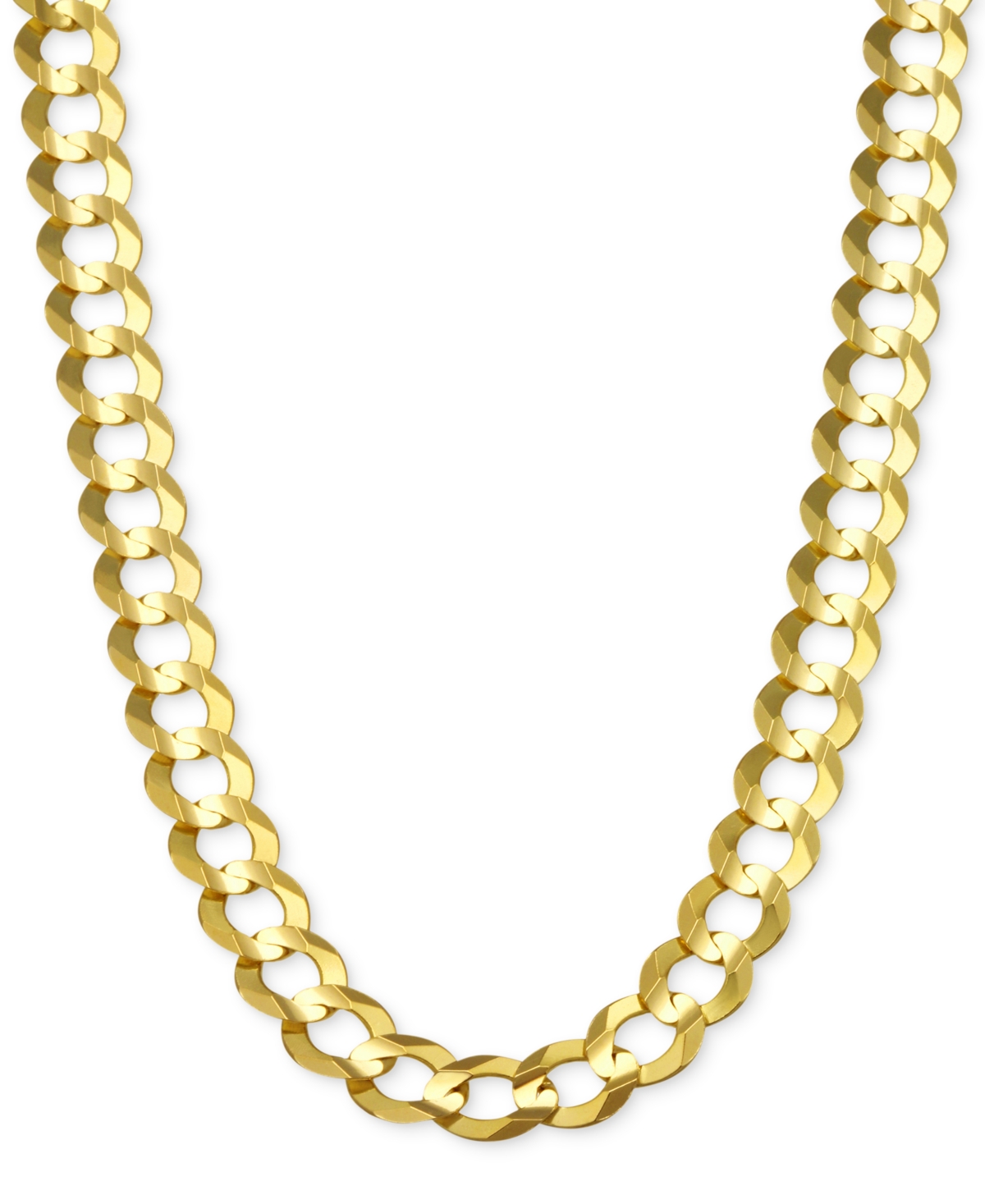 "22"" Open Curb Link Chain Necklace (7mm) in Solid 14k Gold - Gold"