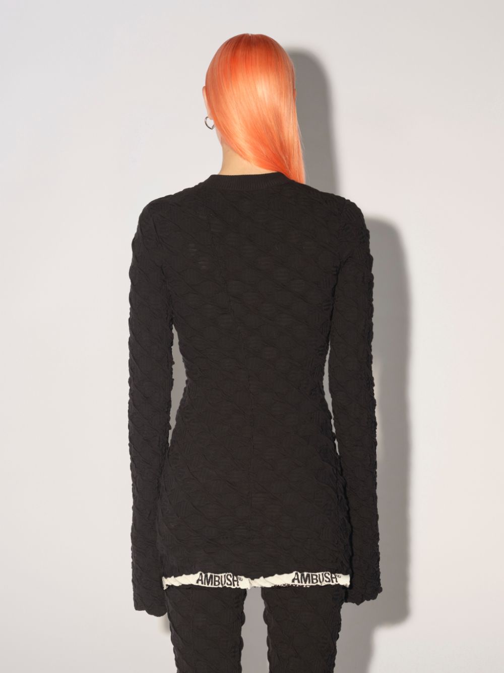 Textured logo-hem knit jumper