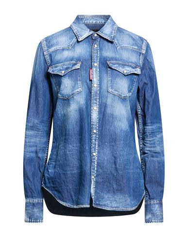 Woman Denim shirt Blue Size 2 Cotton, Elastane