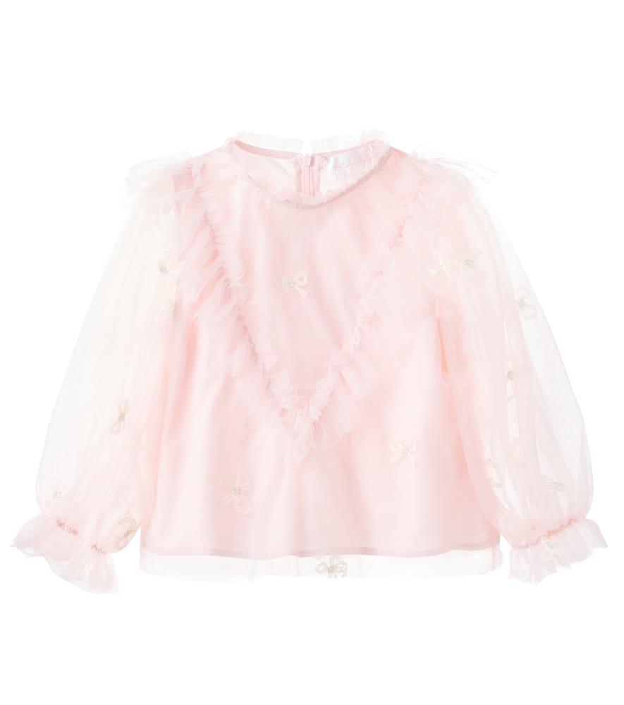 Embroidered tulle blouse