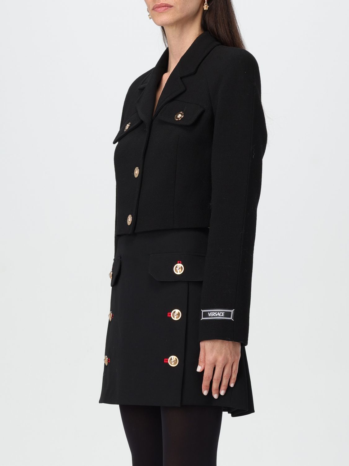 Medusa Head-buttons cropped jacket - Black