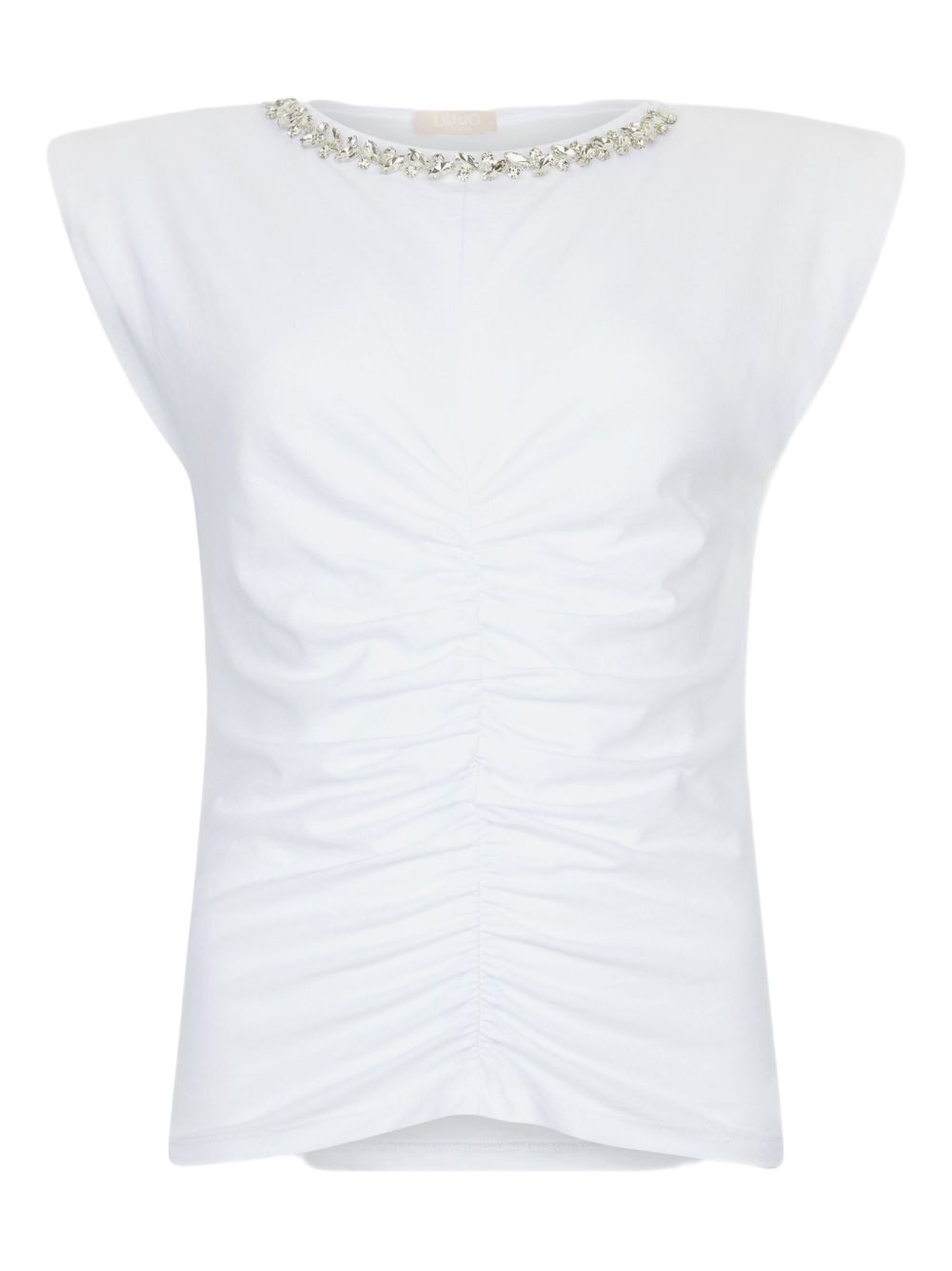 Rhinestone-embellished cotton T-shirt - White