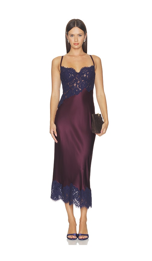 L'AGENCE Araminta Lace Applique Dress in Burgundy. - 6 also