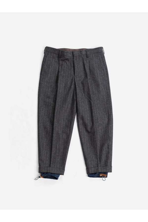 Wool Pinstripe Trousers — Gray