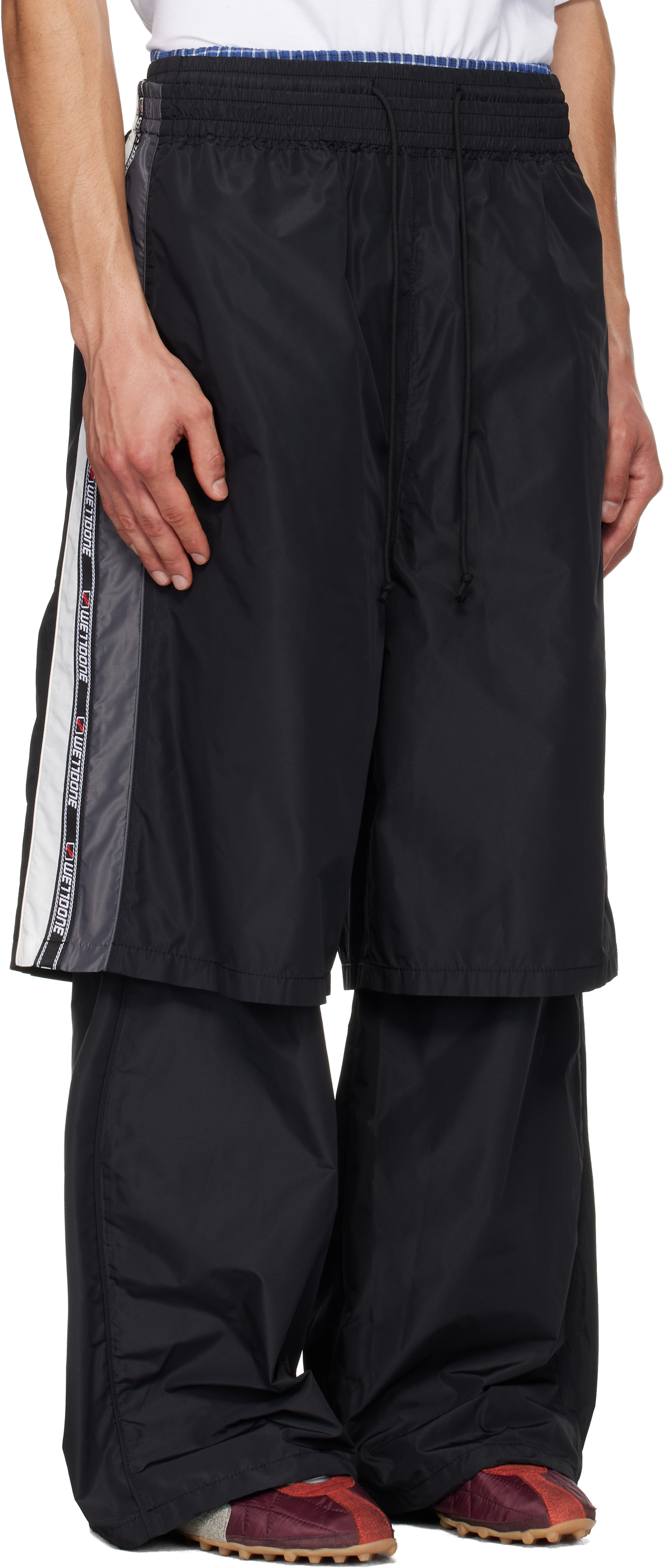 Black Triple Layered Track Pants