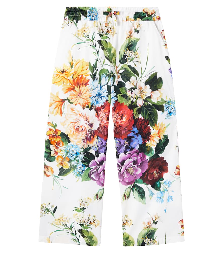 Floral cotton poplin palazzo pants