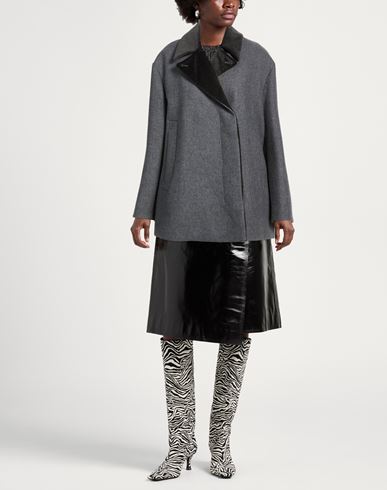 Malìparmi Woman Coat Charcoal Size 10 Wool, Polyamide, Viscose, Cotton