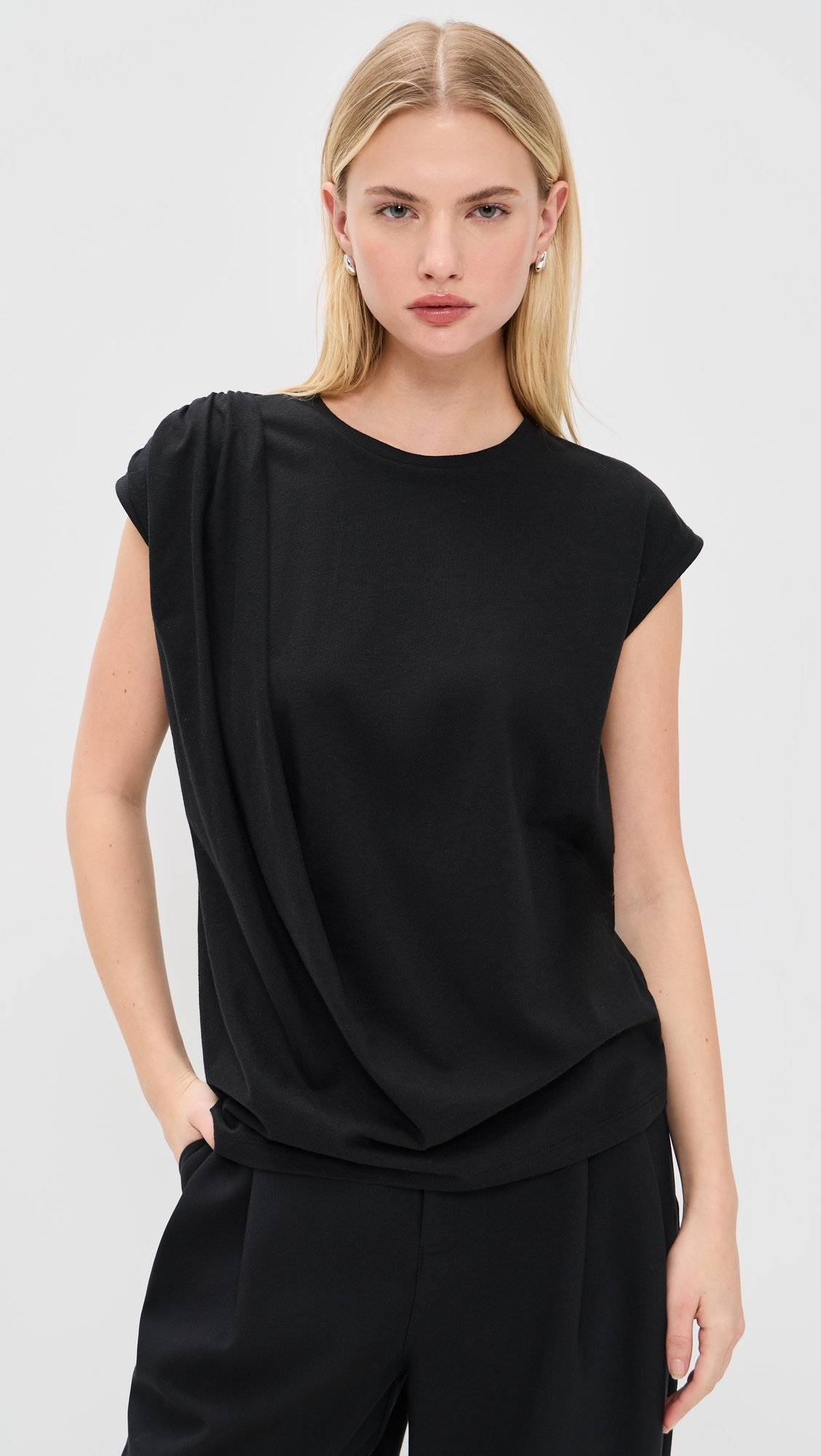 Relaxed Drape Top Black