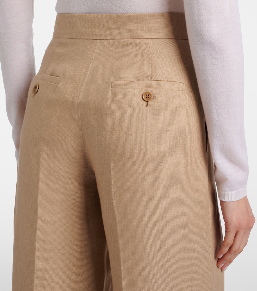 Big pleated linen wide-leg pants