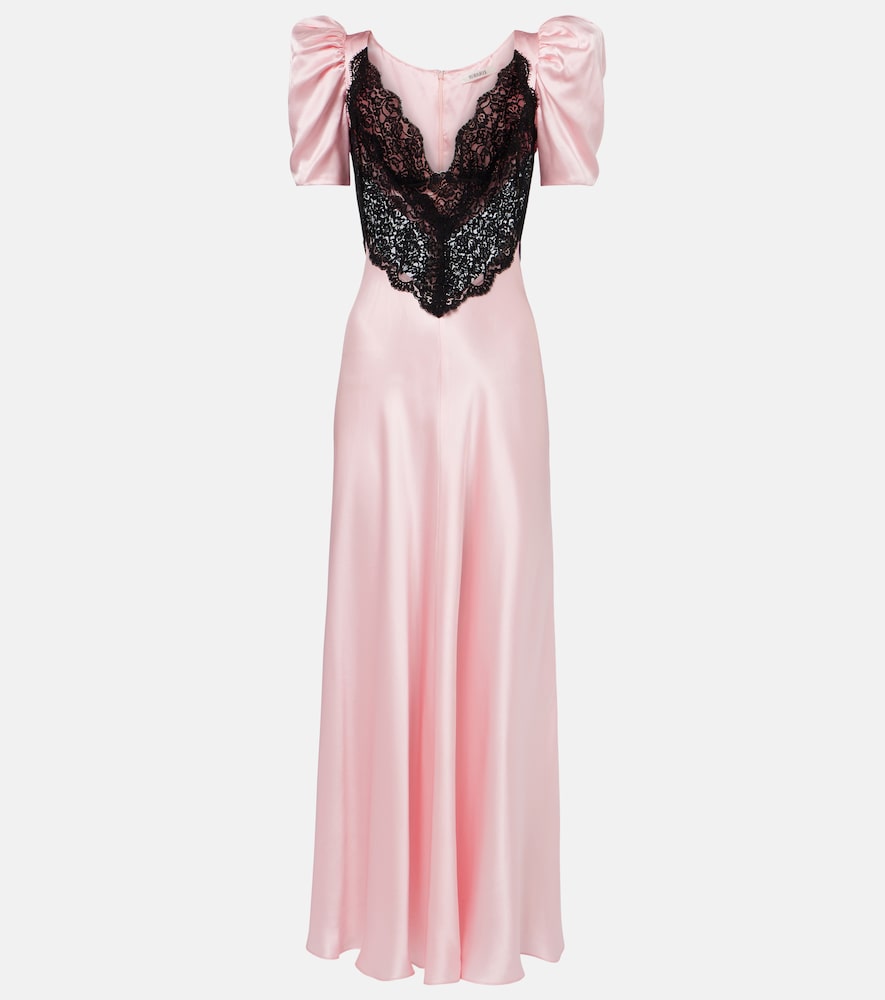 Lace-trimmed silk cocktail dress