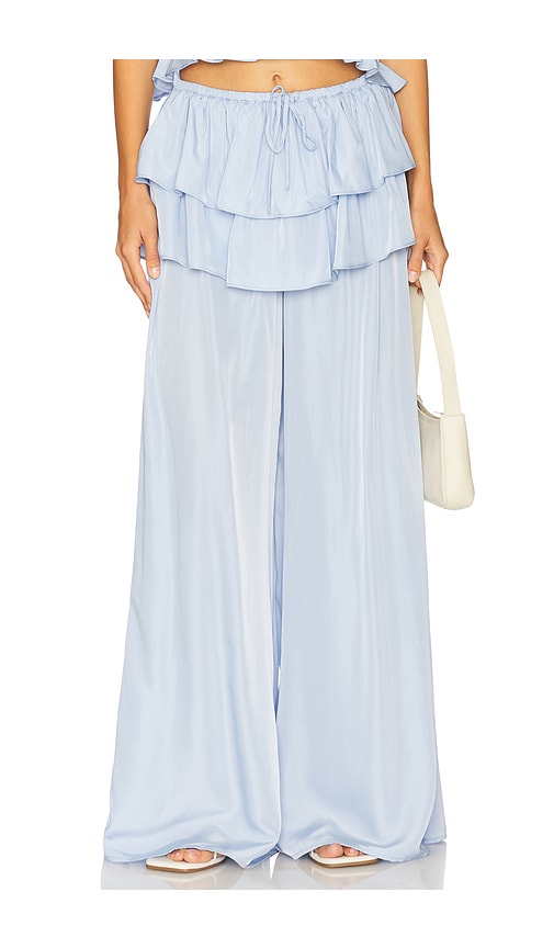 WeWoreWhat Ruffle Waist Flare Pant in Blue.  S. Also in