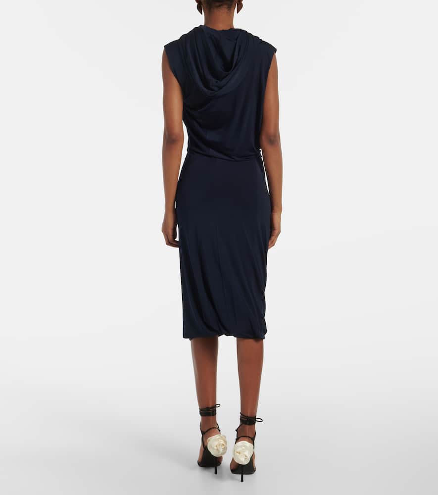 Hooded jersey midi dress