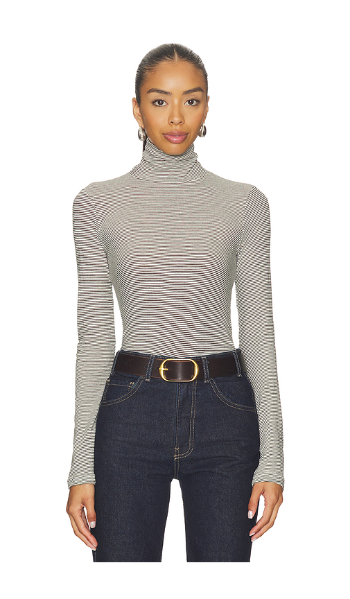 Perfectwhitetee Cindy Stripe Jersey Turtleneck - Black,White. L. Also - M