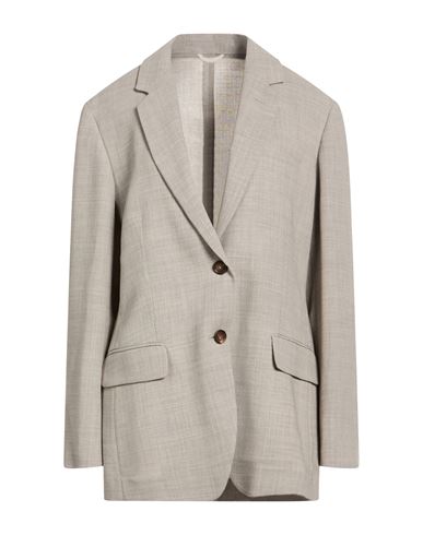 Woman Blazer Grey Size 10 Virgin Wool, Brass